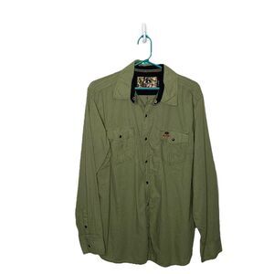 Mossy Oak Green Check Shirt Pocket Long sleeve Casual Button Up Shirt Sz XL